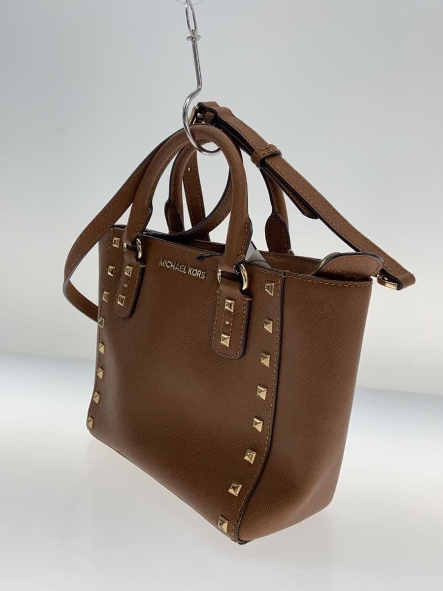 MICHAEL KORS Shoulder Bag Leather BRW Solid 35H7GD1C1L 2-Way Studs 2