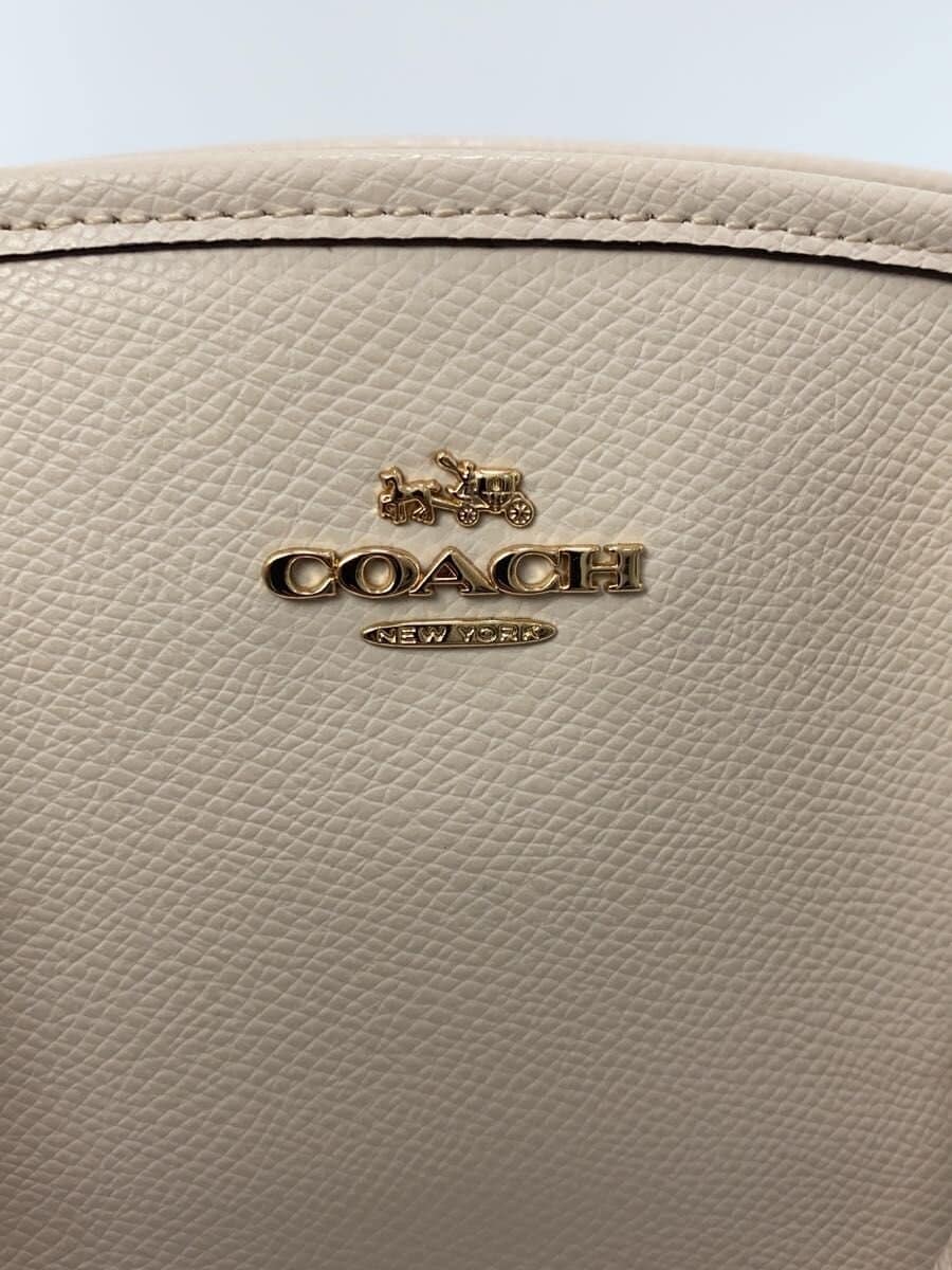 COACH Handbag Leather BEG With Stain Shoulder Missing Part 5
