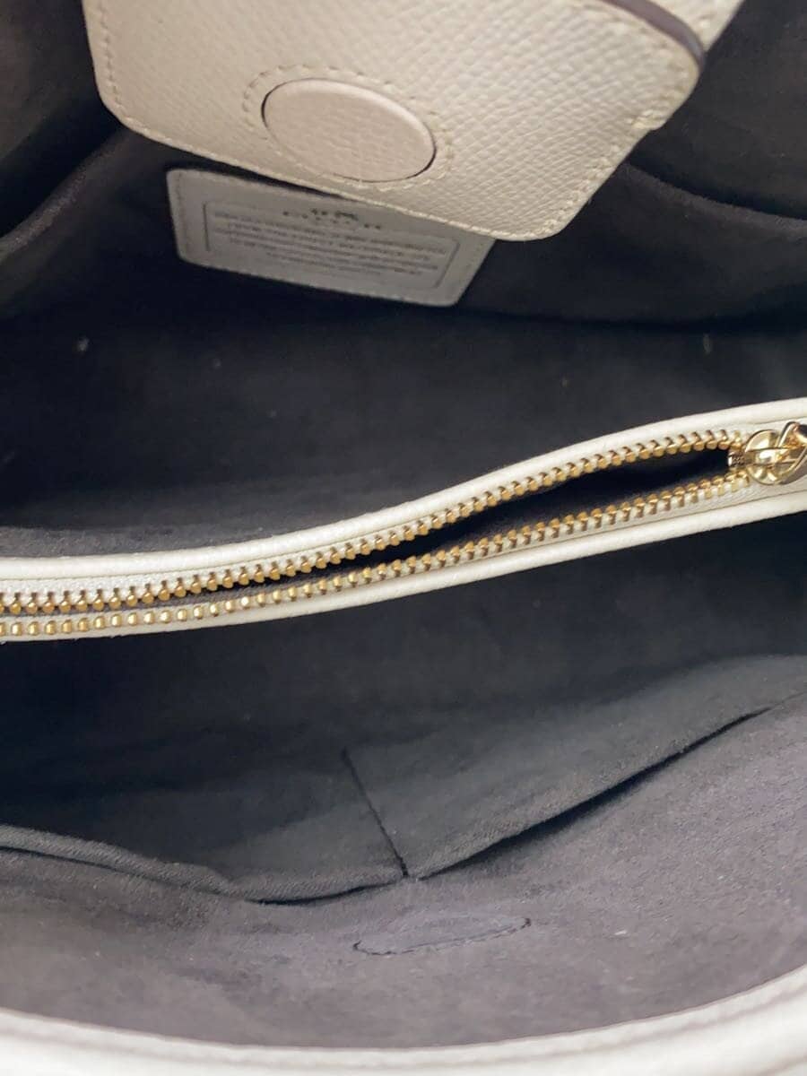 COACH Handbag Leather BEG With Stain Shoulder Missing Part 6