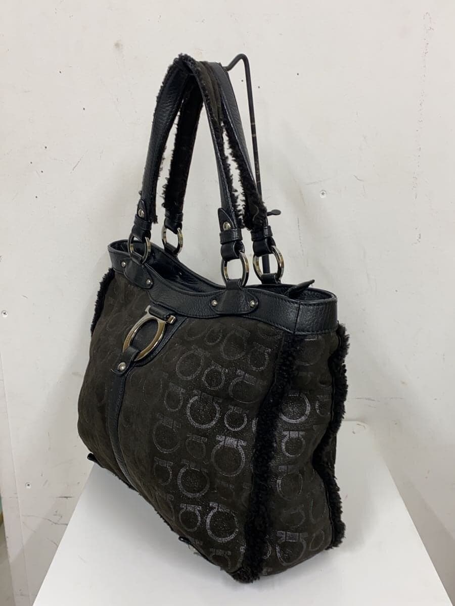 Salvatore Ferragamo Handbag BLK All Over Pattern Gancini Mouton 2