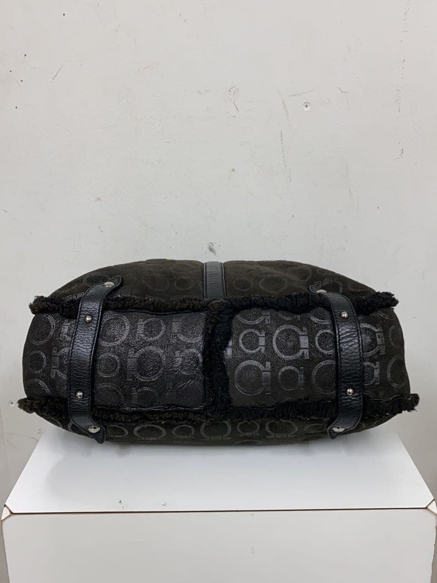 Salvatore Ferragamo Handbag BLK All Over Pattern Gancini Mouton 4