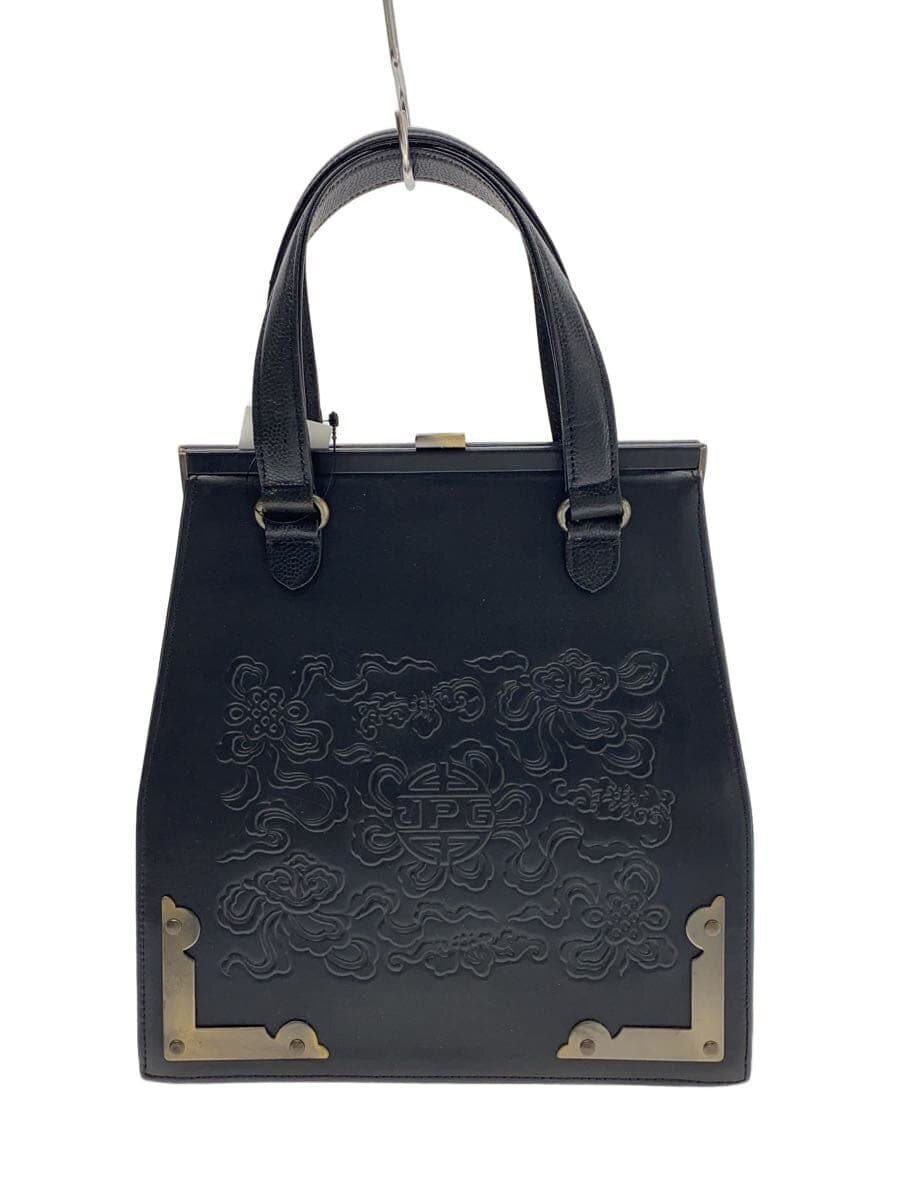 Jean Paul Gaultier logo embossed handbag leather BLK