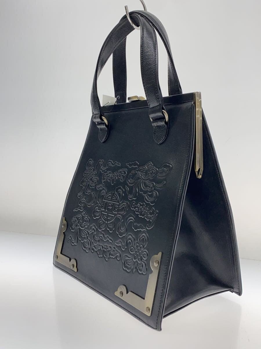Jean Paul Gaultier logo embossed handbag leather BLK 2