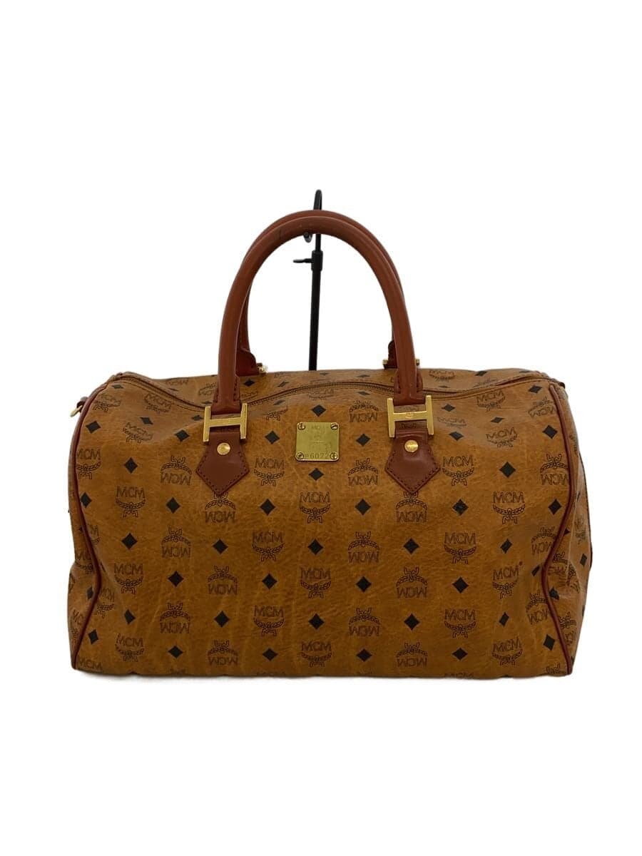 MCM Boston Bag Visetos Bottom Studs Brown