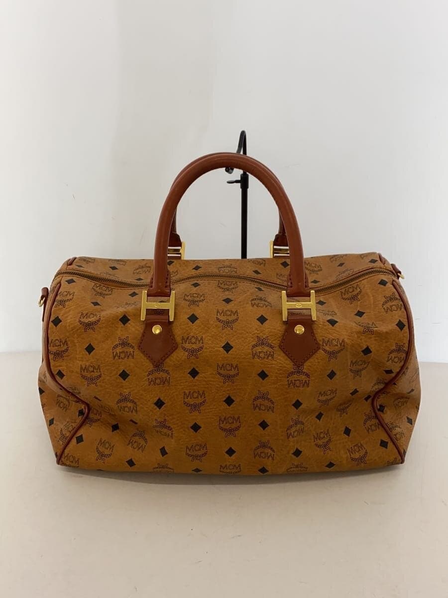 MCM Boston Bag Visetos Bottom Studs Brown 3