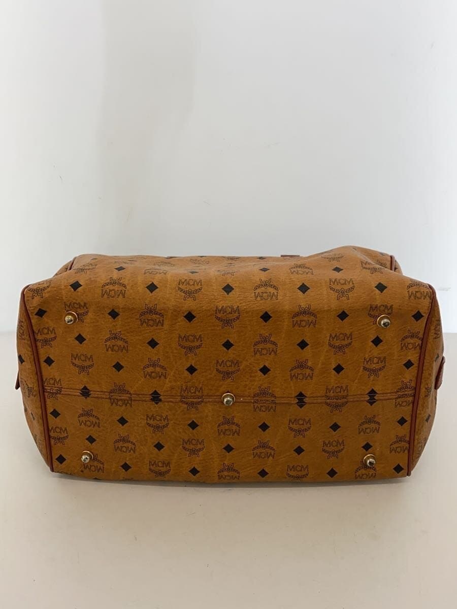 MCM Boston Bag Visetos Bottom Studs Brown 4