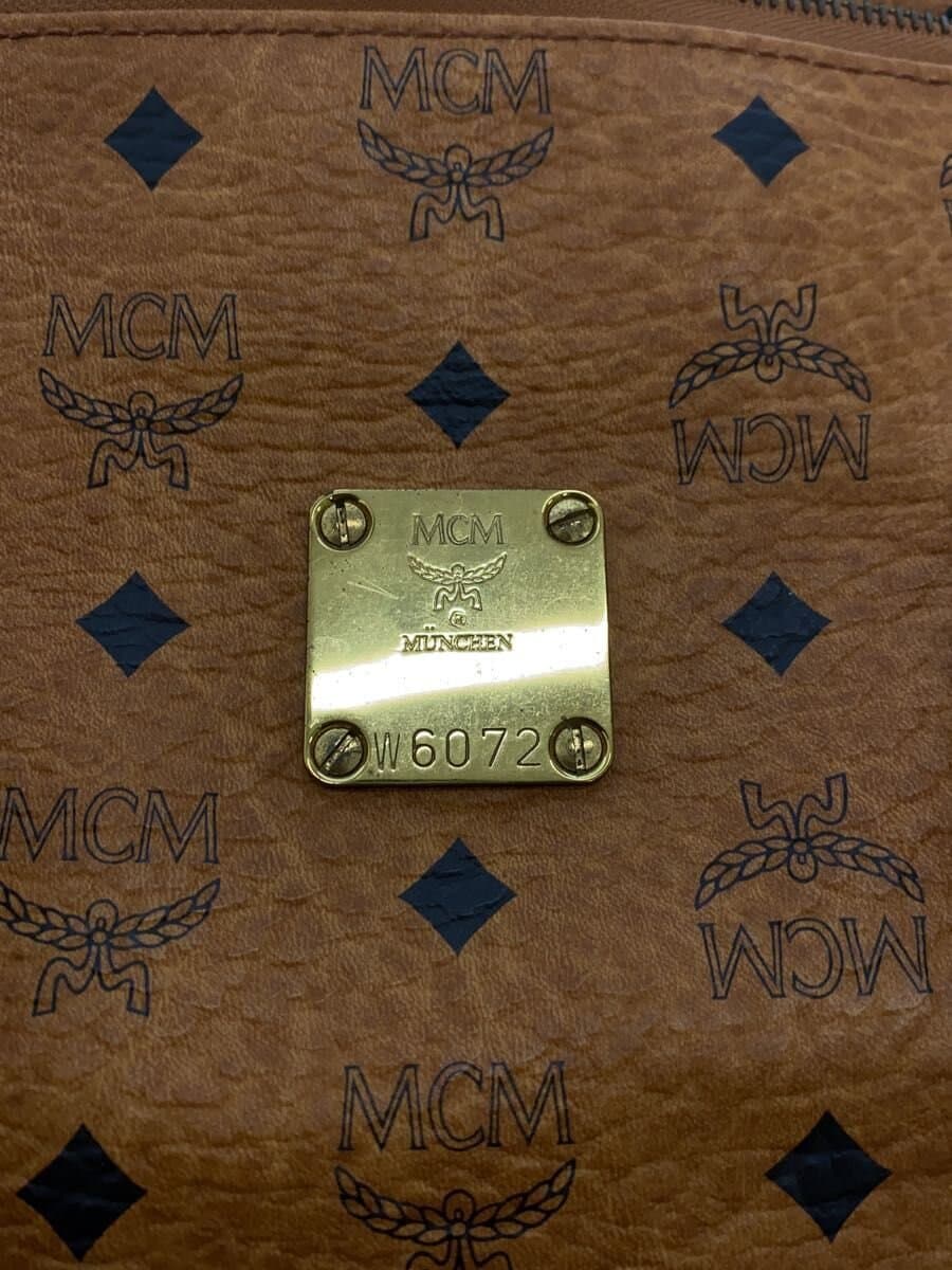 MCM Boston Bag Visetos Bottom Studs Brown 5