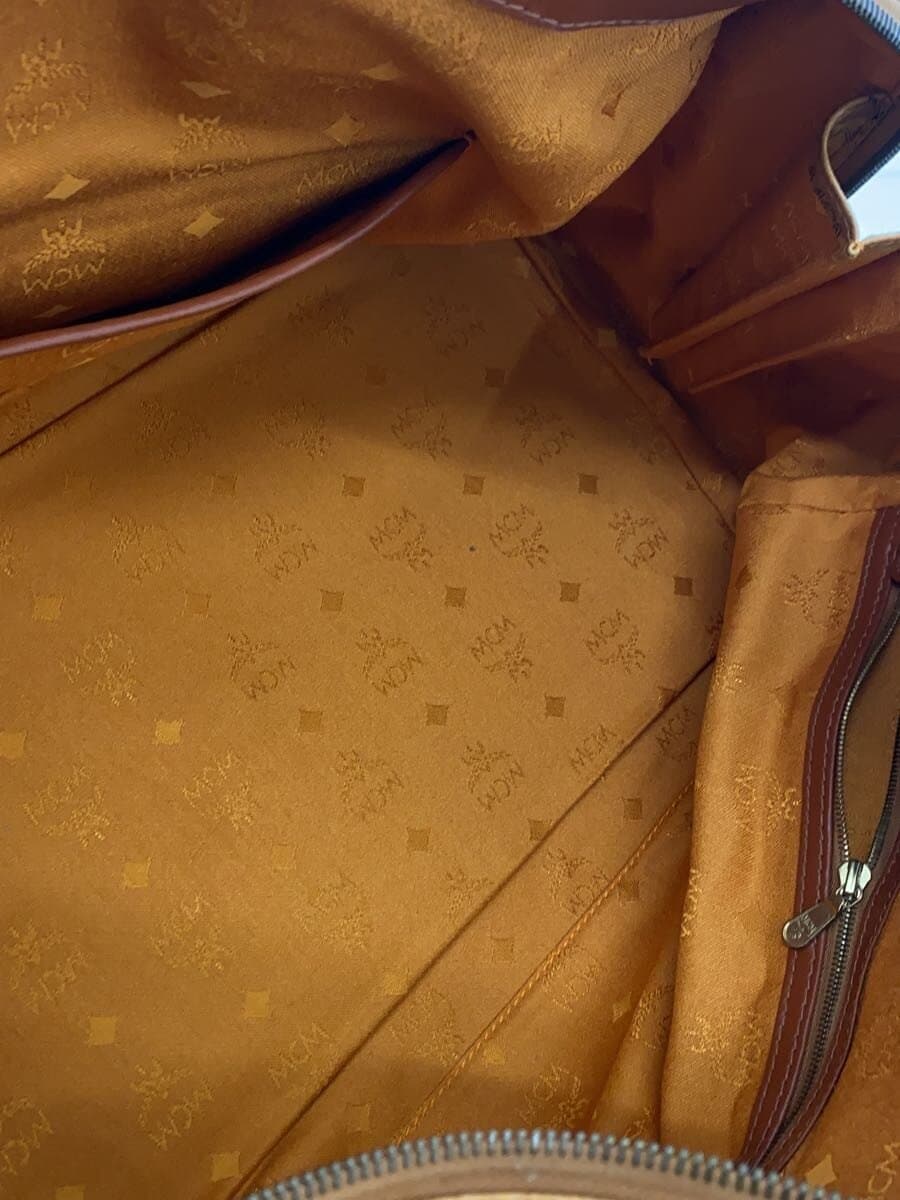 MCM Boston Bag Visetos Bottom Studs Brown 6