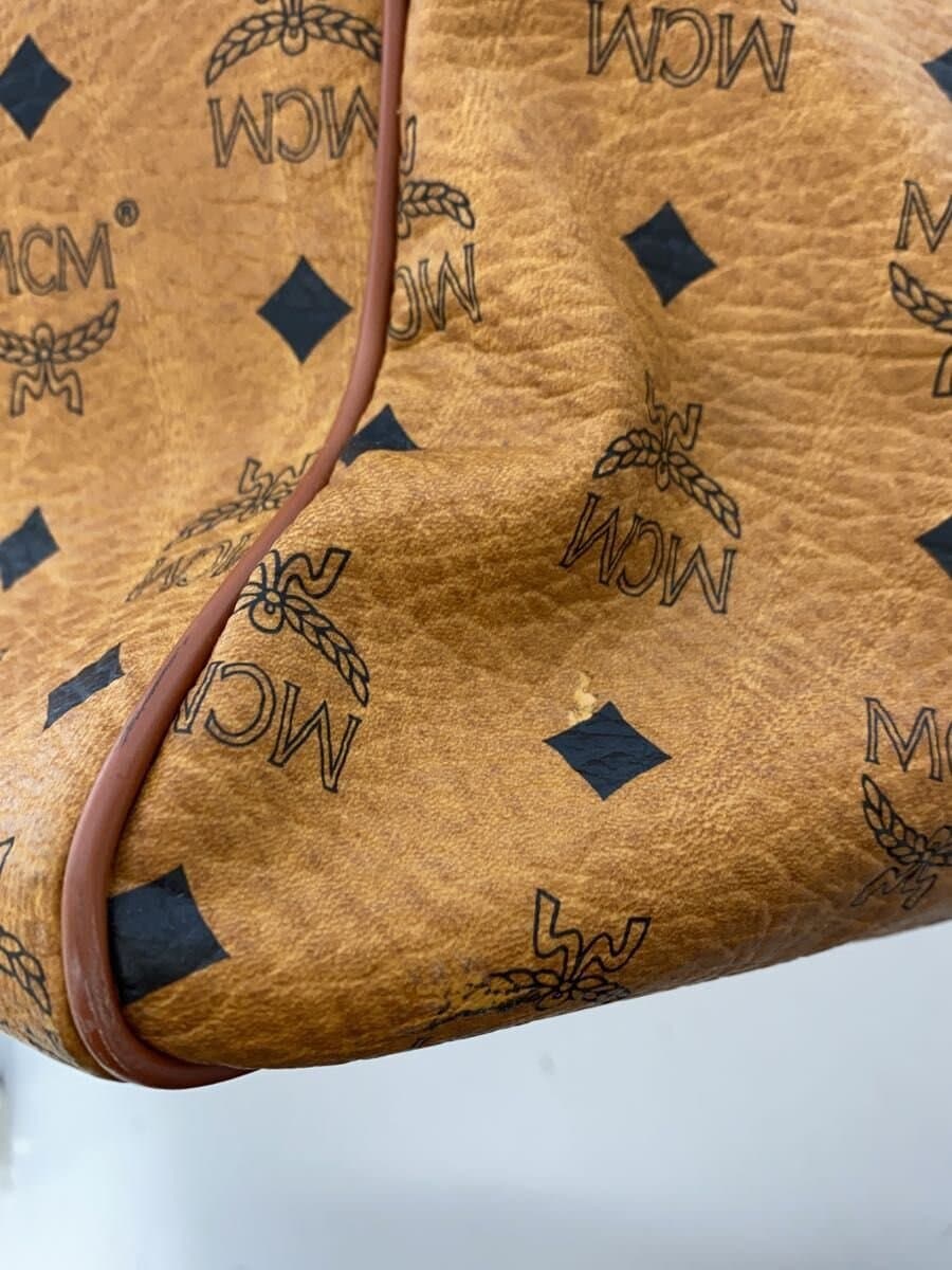 MCM Boston Bag Visetos Bottom Studs Brown 9