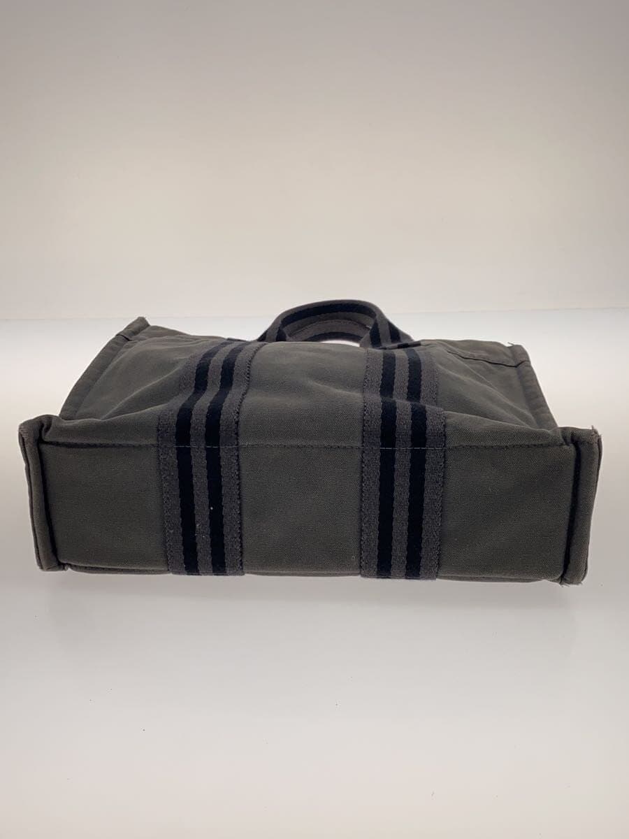 HERMES Tote Bag Canvas GRY Corner Scuff Hole 4