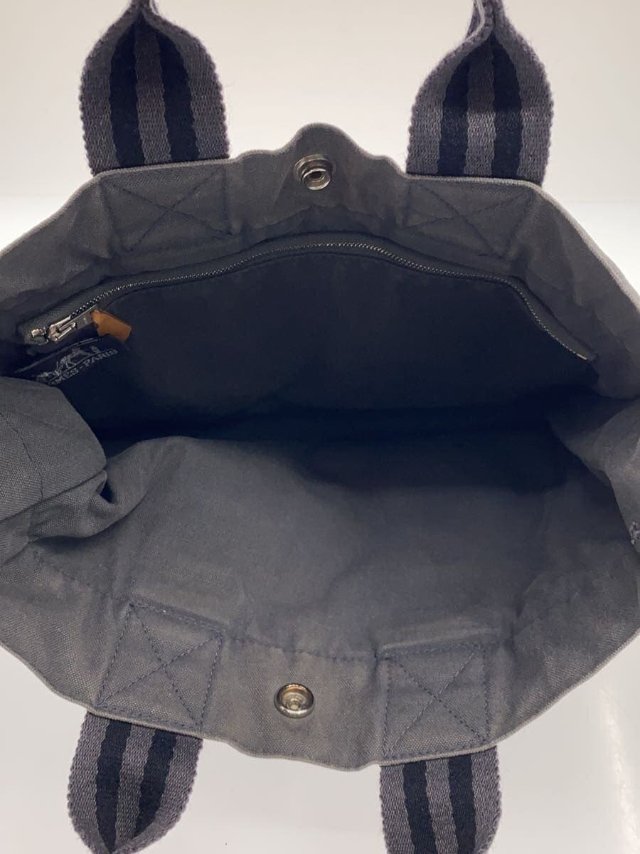 HERMES Tote Bag Canvas GRY Corner Scuff Hole 6