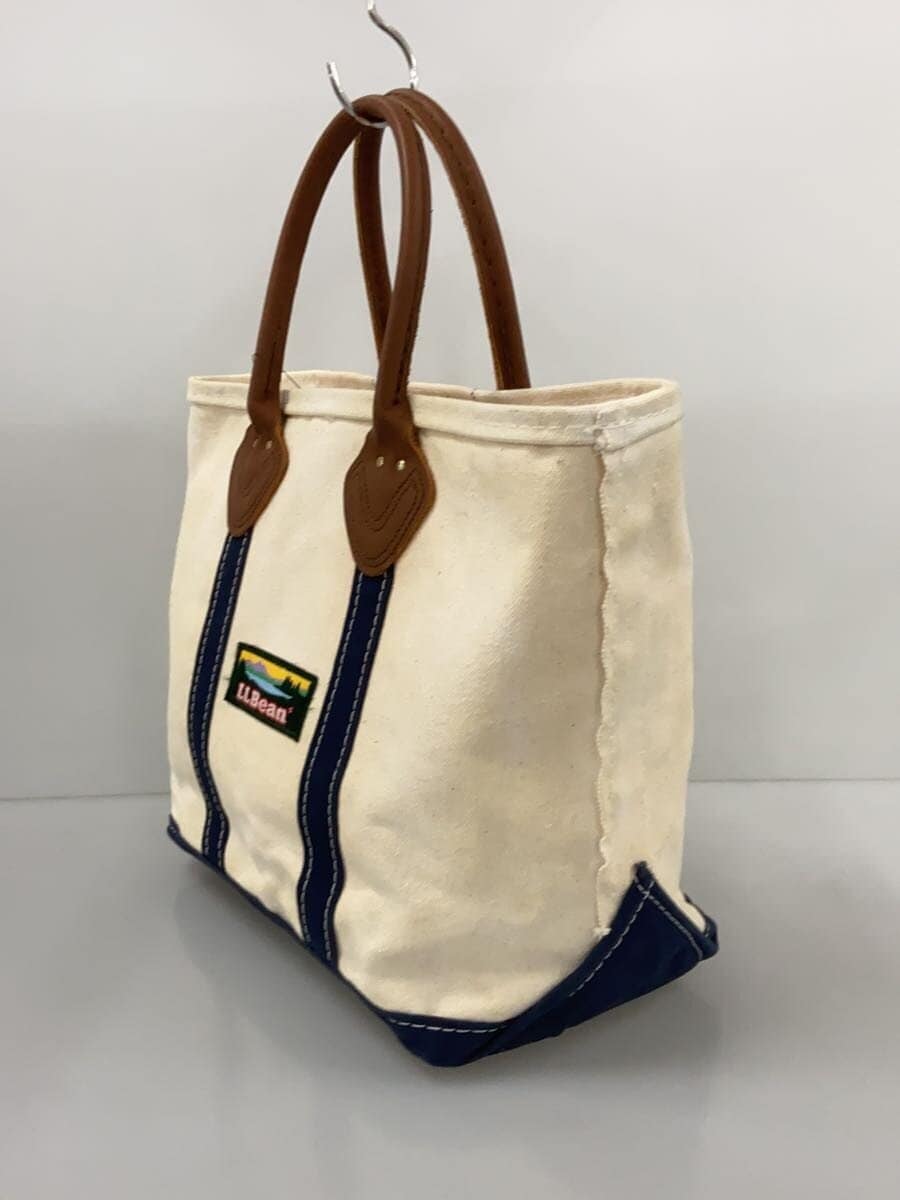 L.L.Bean 90s single color tag leather handle tote bag canvas CRM 2
