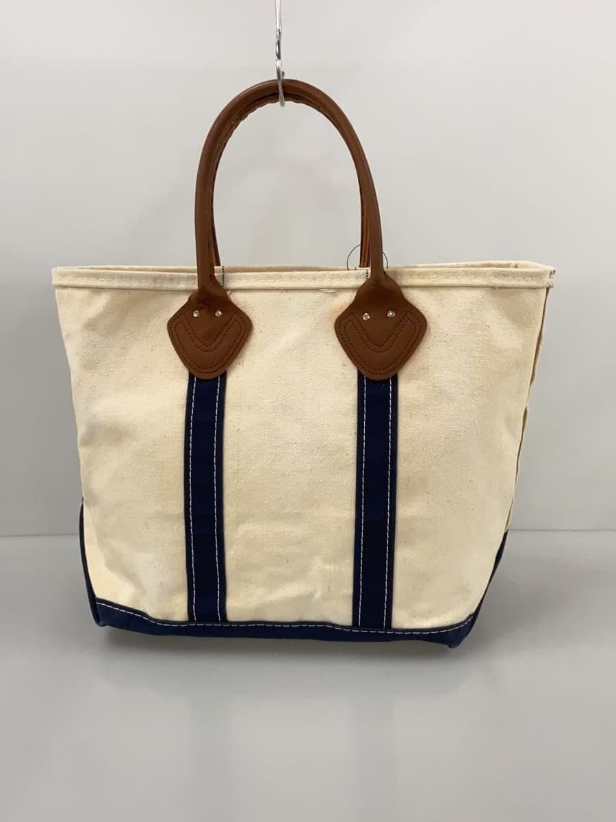 L.L.Bean 90s single color tag leather handle tote bag canvas CRM 3