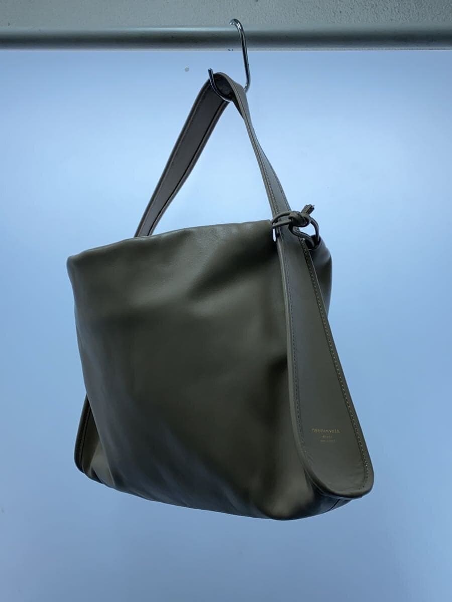 CHRISTIAN VILLA Tote Bag Leather BEG Solid 2