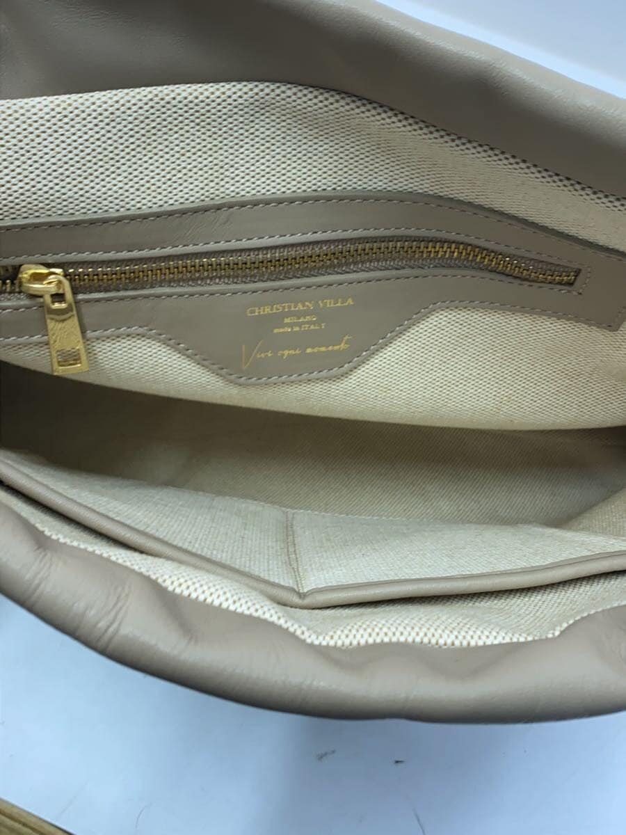 CHRISTIAN VILLA Tote Bag Leather BEG Solid 6