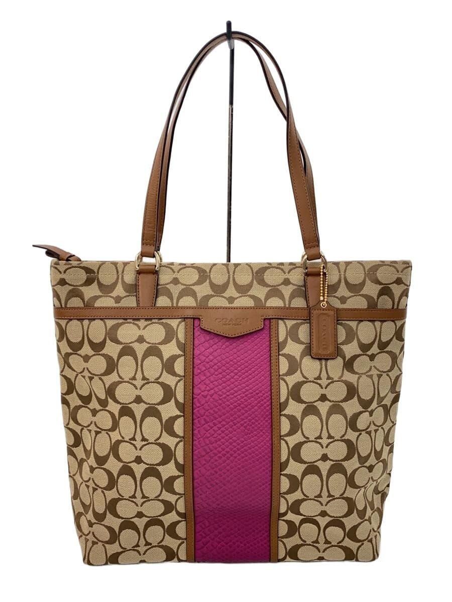 COACH Tote Bag Signature Wool BRW All Over Pattern F31904 COACH
