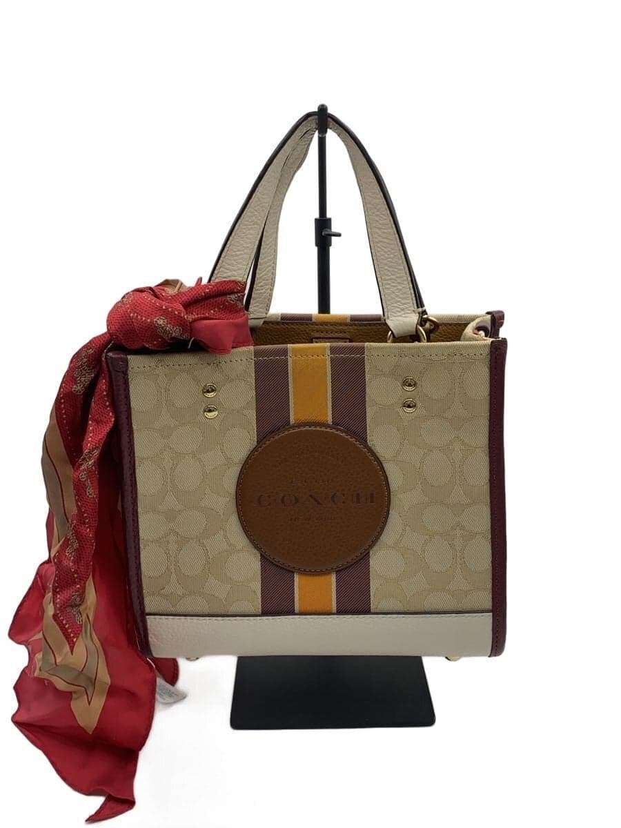 COACH Handbag Canvas BEG All Over Pattern J2139-C7083