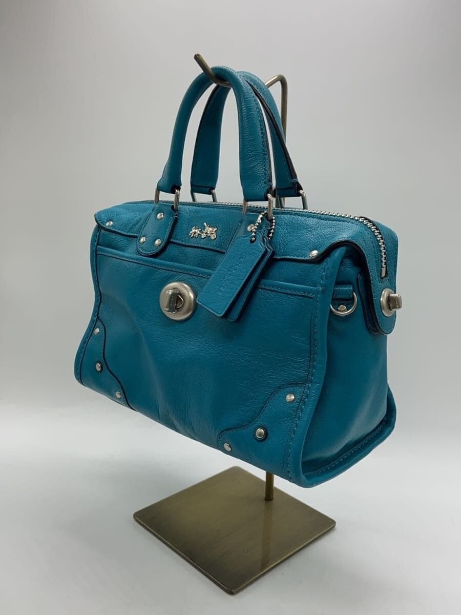 COACH handbag_ All leather Leather BLU Solid 33690 2