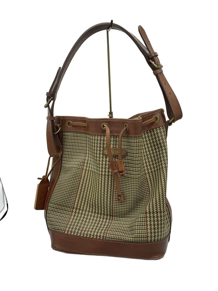 POLO RALPH LAUREN Shoulder Bag BRW Check Drawstring Corner Wear