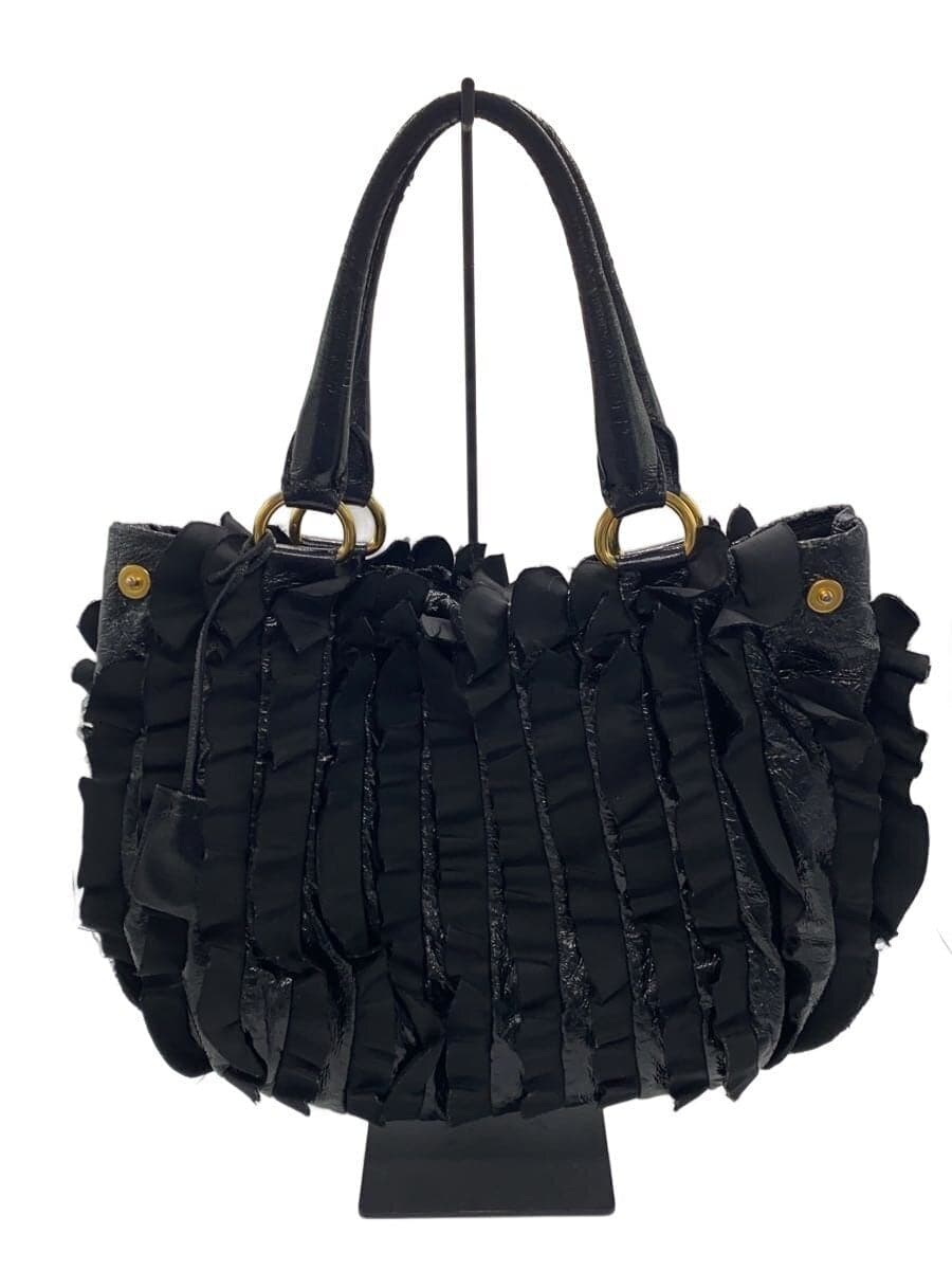 PRADA Pocono Frill Handbag BLK