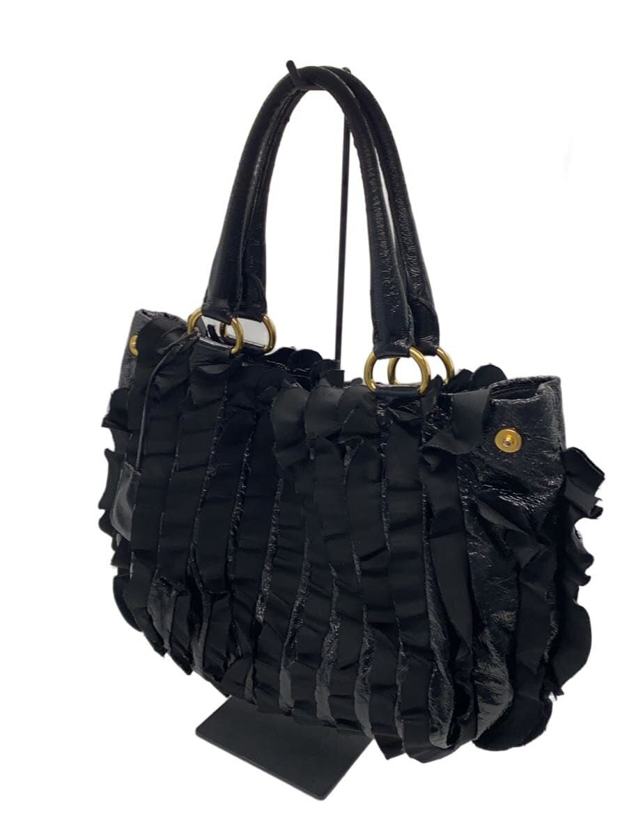 PRADA Pocono Frill Handbag BLK 2