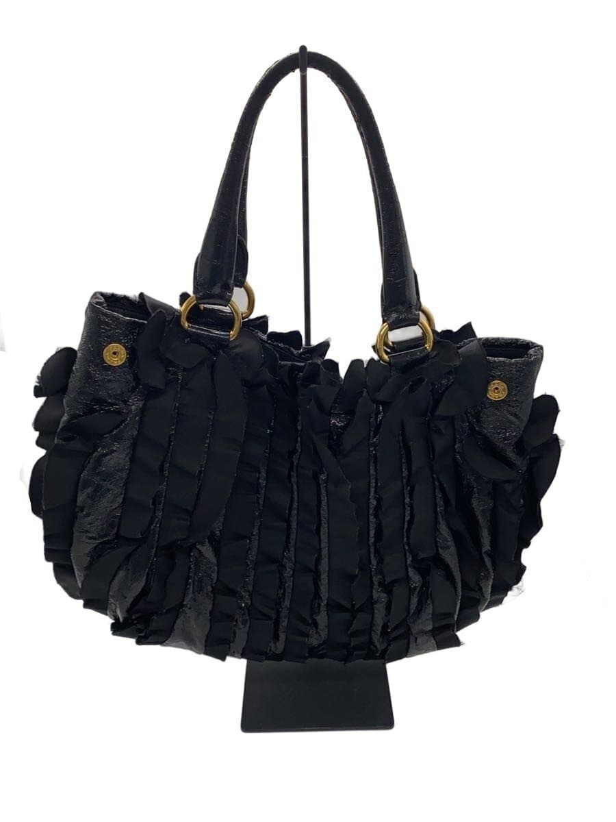 PRADA Pocono Frill Handbag BLK 3