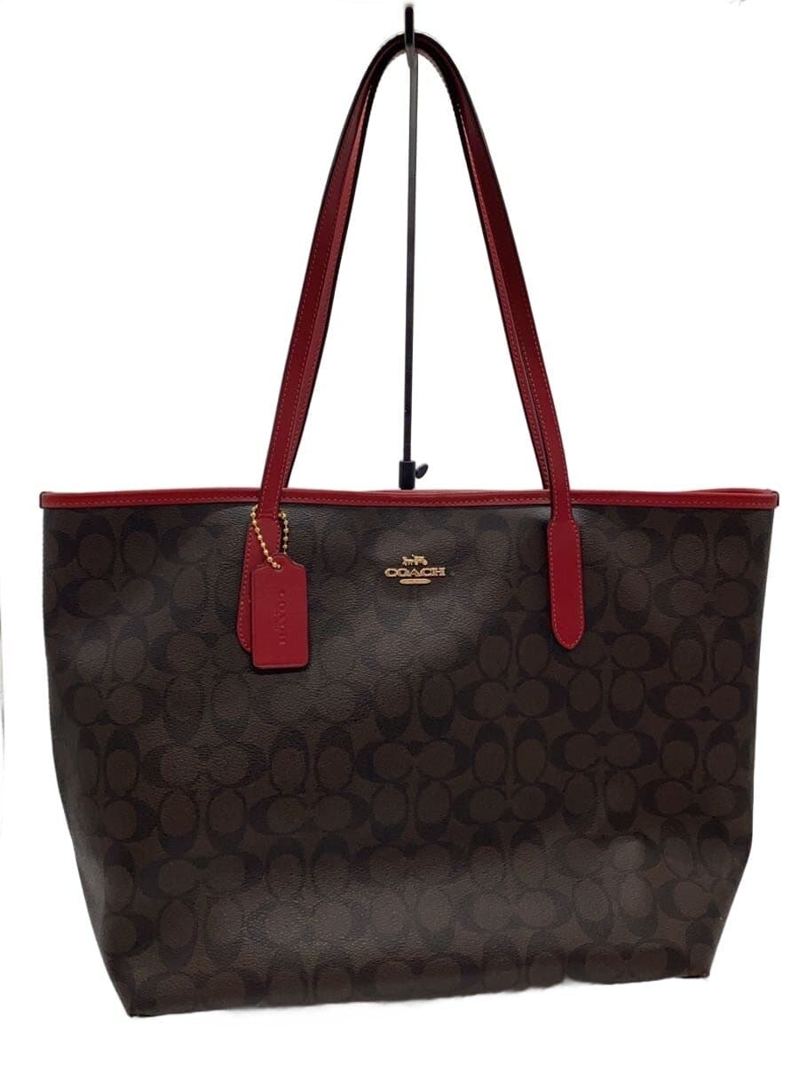 COACH tote bag leather BRW all-over pattern f5696