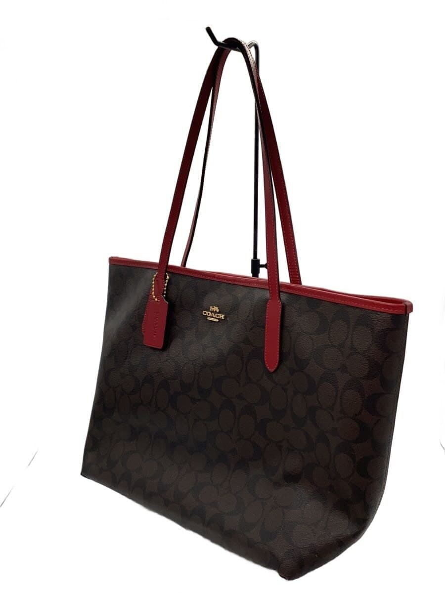 COACH tote bag leather BRW all-over pattern f5696 2