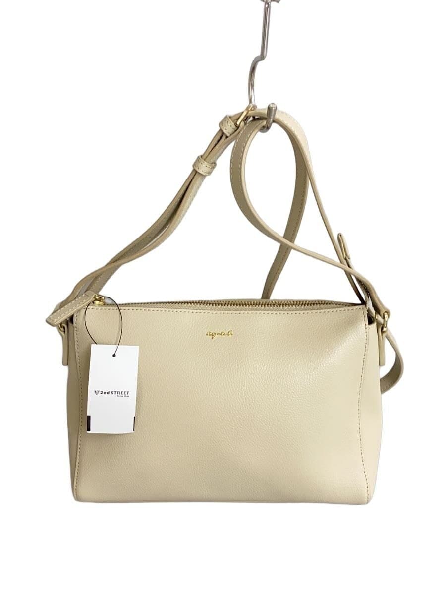 agnes b. shoulder bag cowhide BEG plain IS11HZ-04