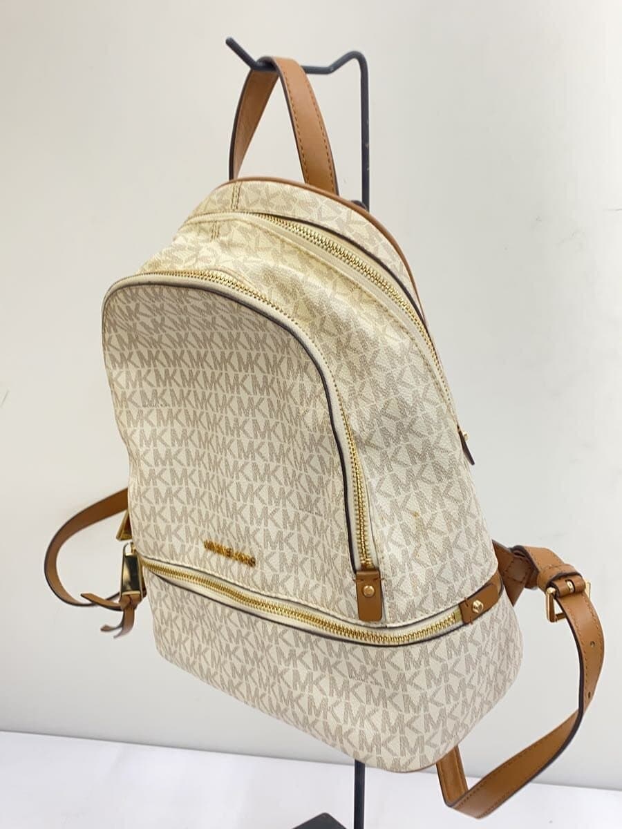 MICHAEL KORS Backpack WHT All Over Pattern av-1911 Yellowing 2