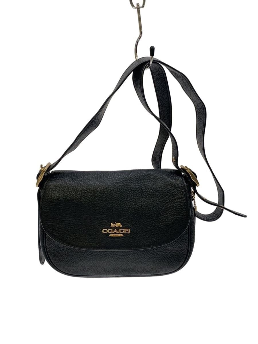 COACH Shoulder Bag Leather Black Solid Color CB896