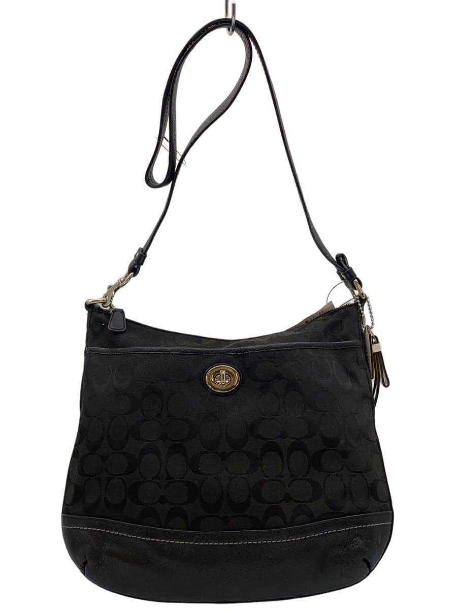 COACH Shoulder Bag Canvas BLK All-over Pattern F24032