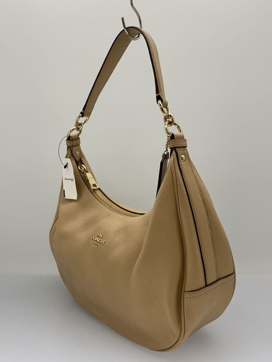COACH shoulder bag leather beige plain 2