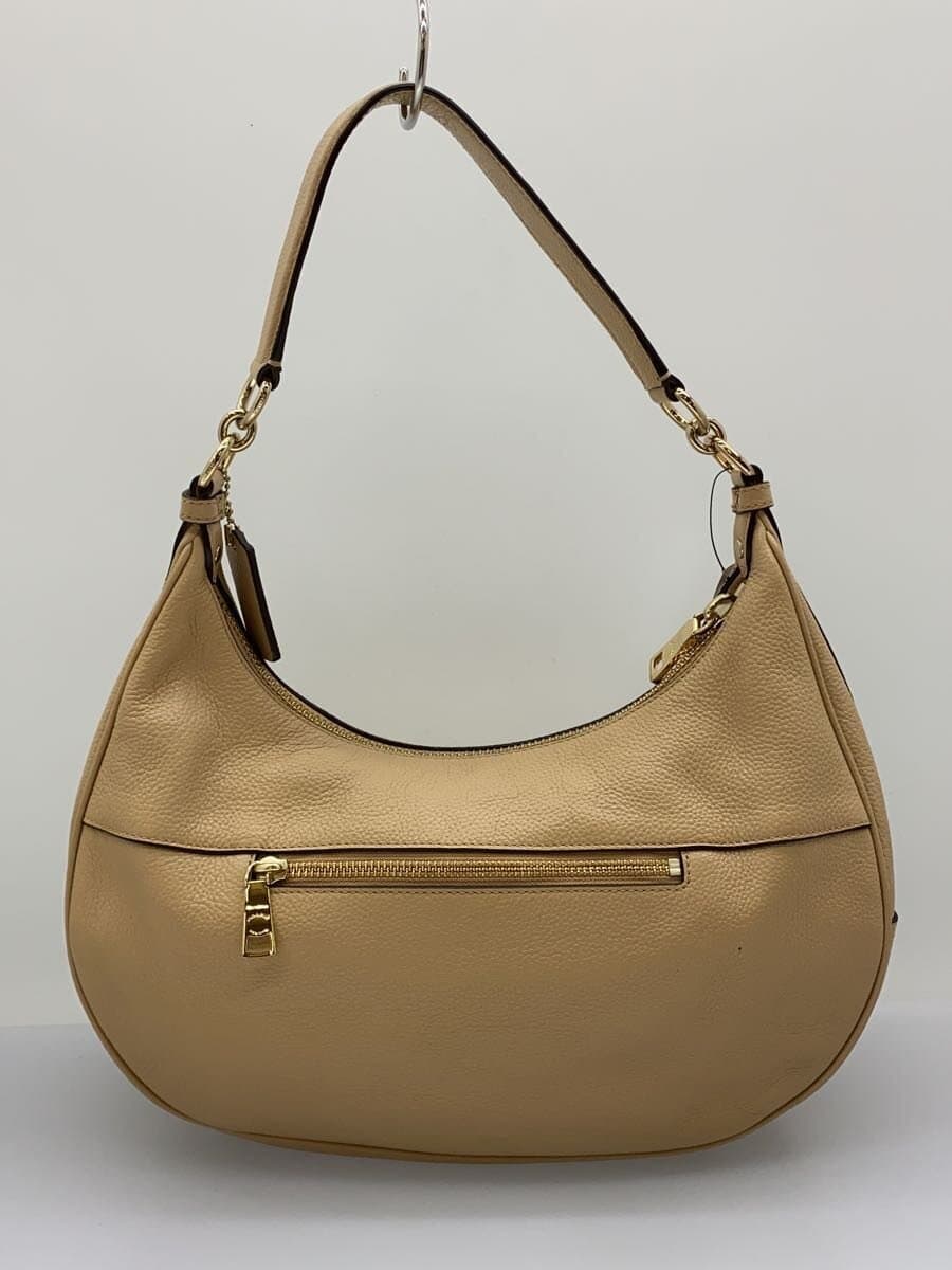 COACH shoulder bag leather beige plain 3