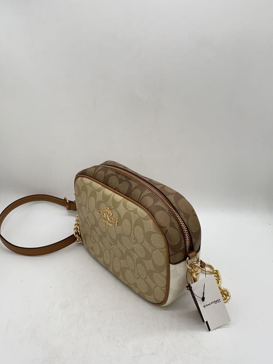 COACH Jamie Camera Bag Signature Shoulder Bag Leather BEG All Over Pattern CA172 2
