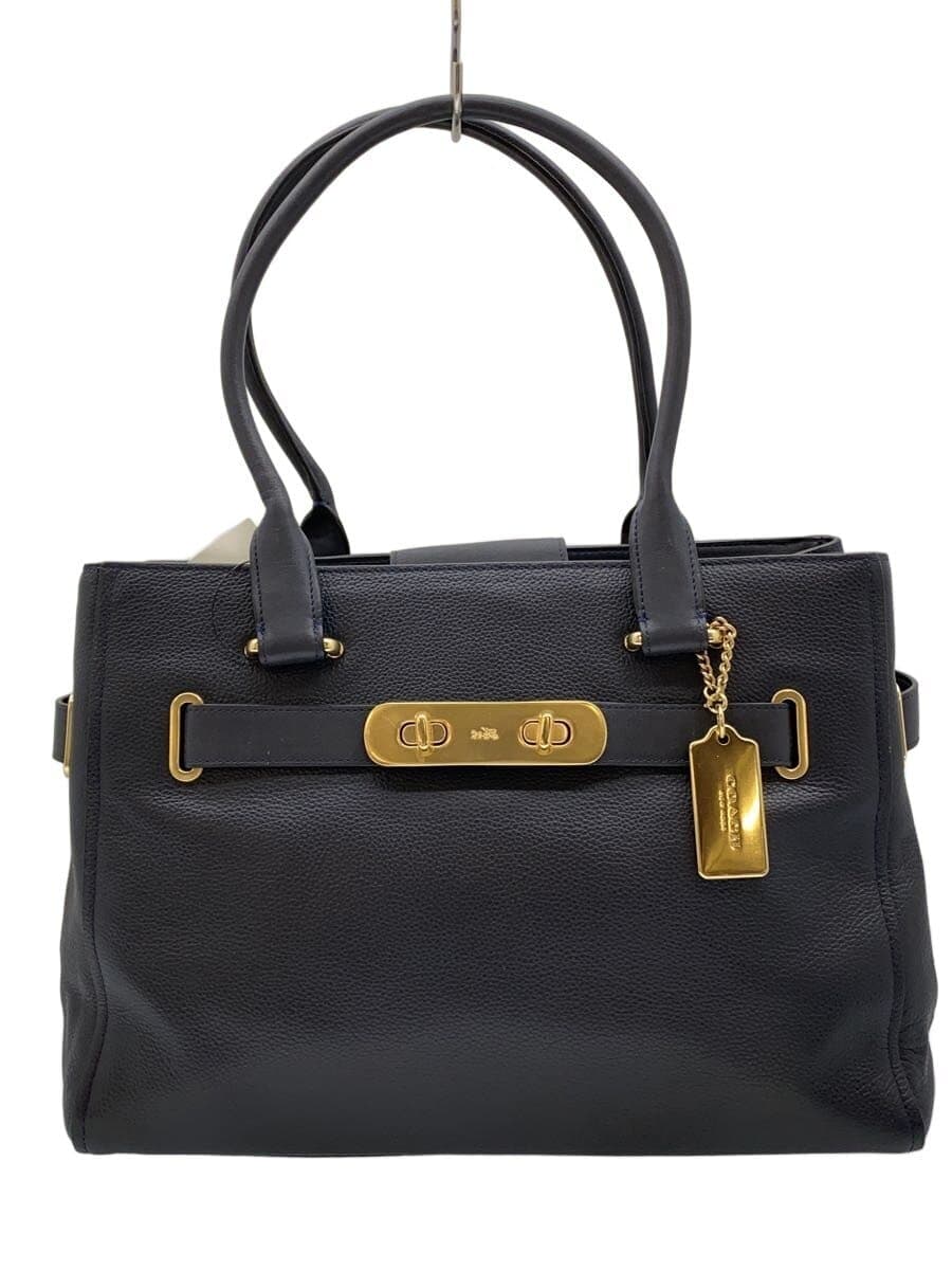 COACH Handbag Leather Navy F36488