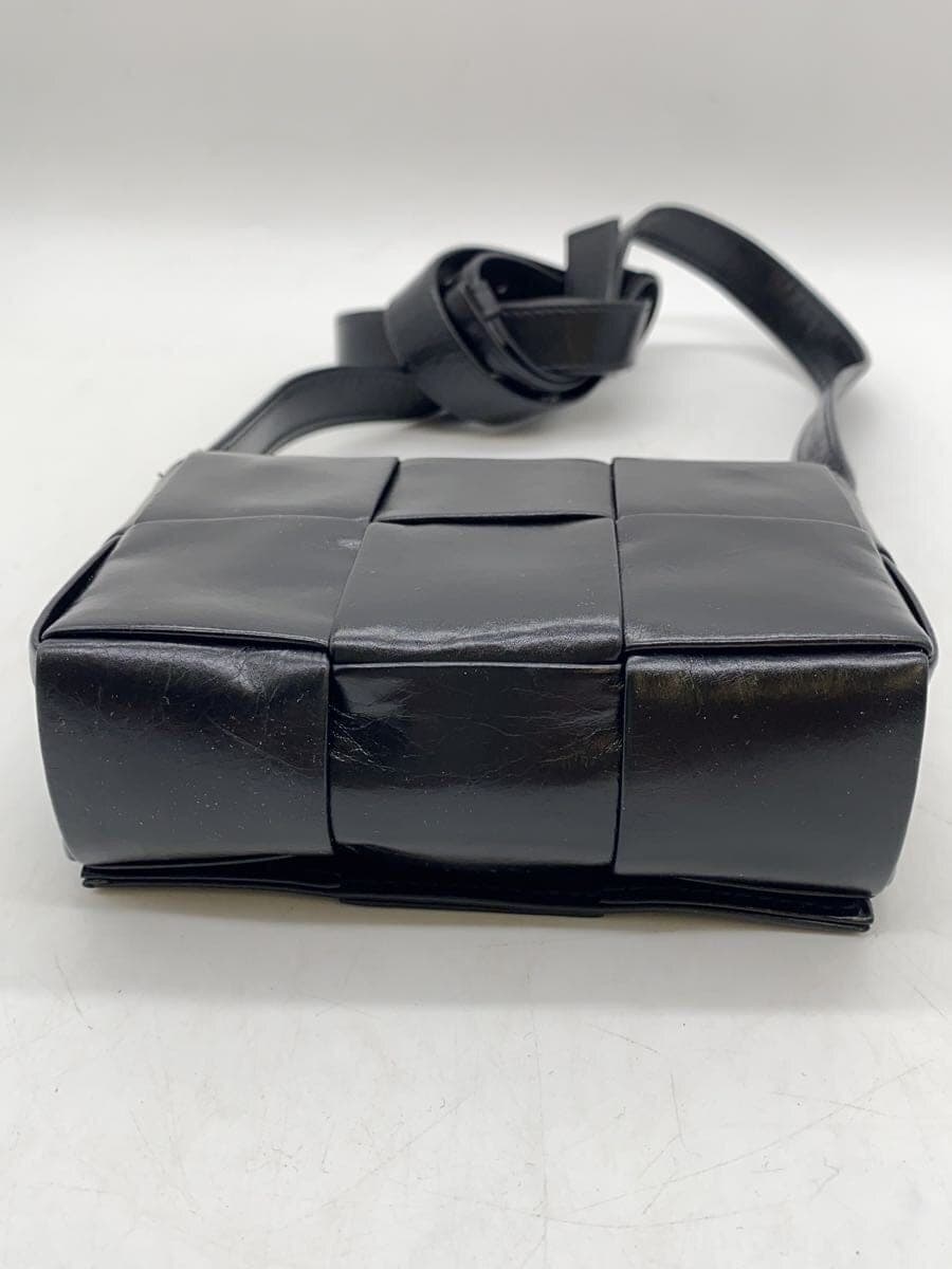 BOTTEGA VENETA Cassette Shoulder Bag Leather BLK 667048 4