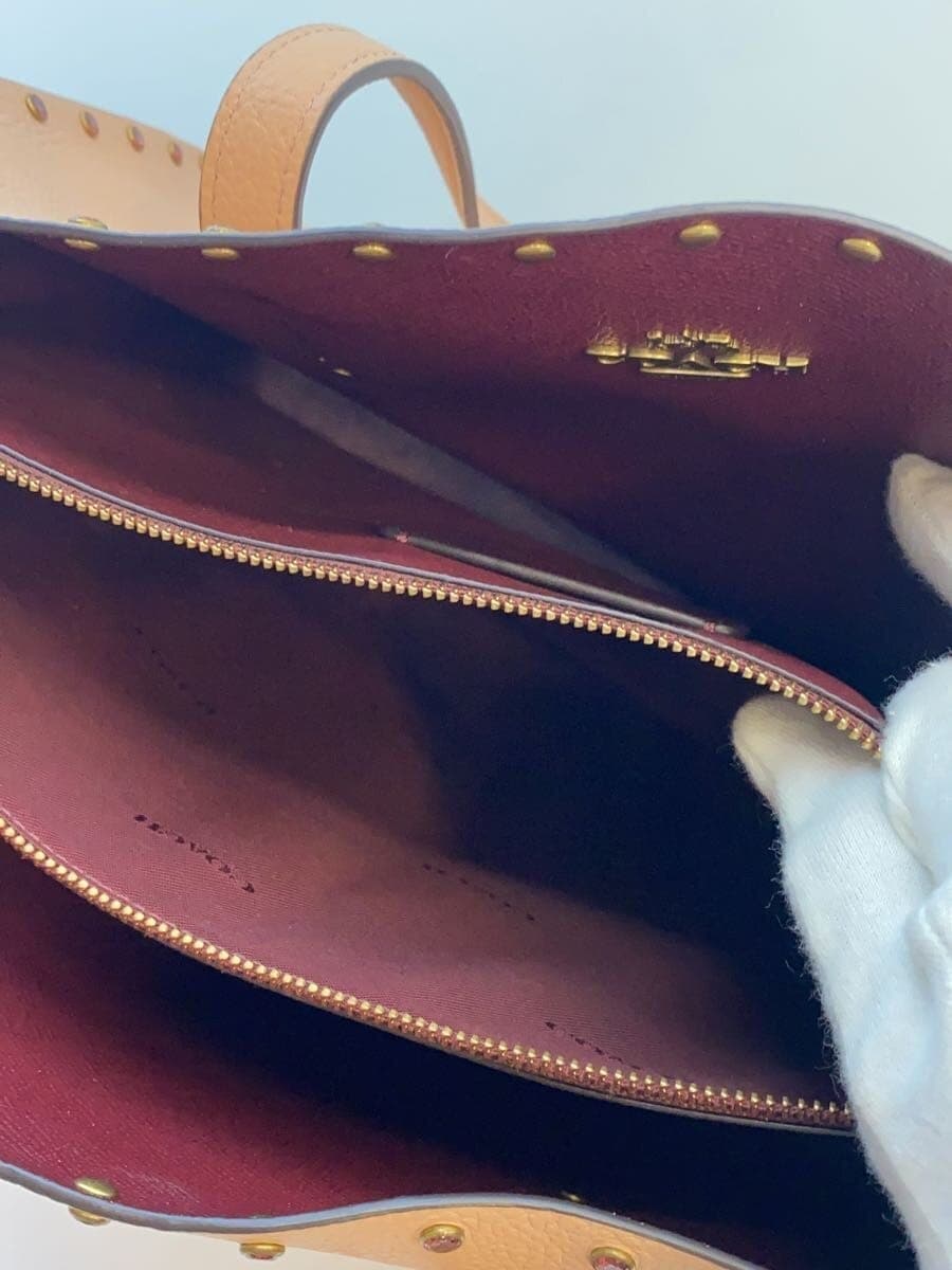 COACH Shoulder Bag Leather BEG Solid 38629 6