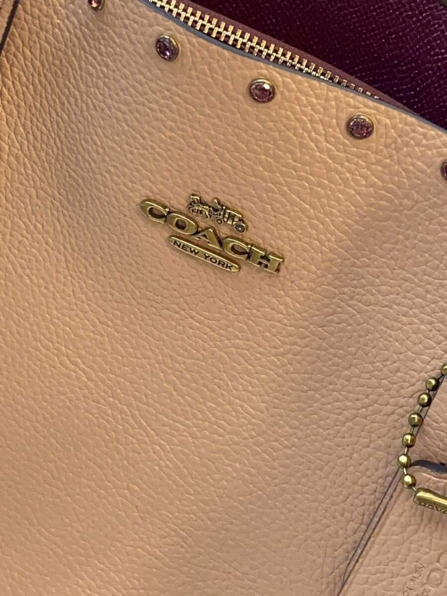 COACH Shoulder Bag Leather BEG Solid 38629 9