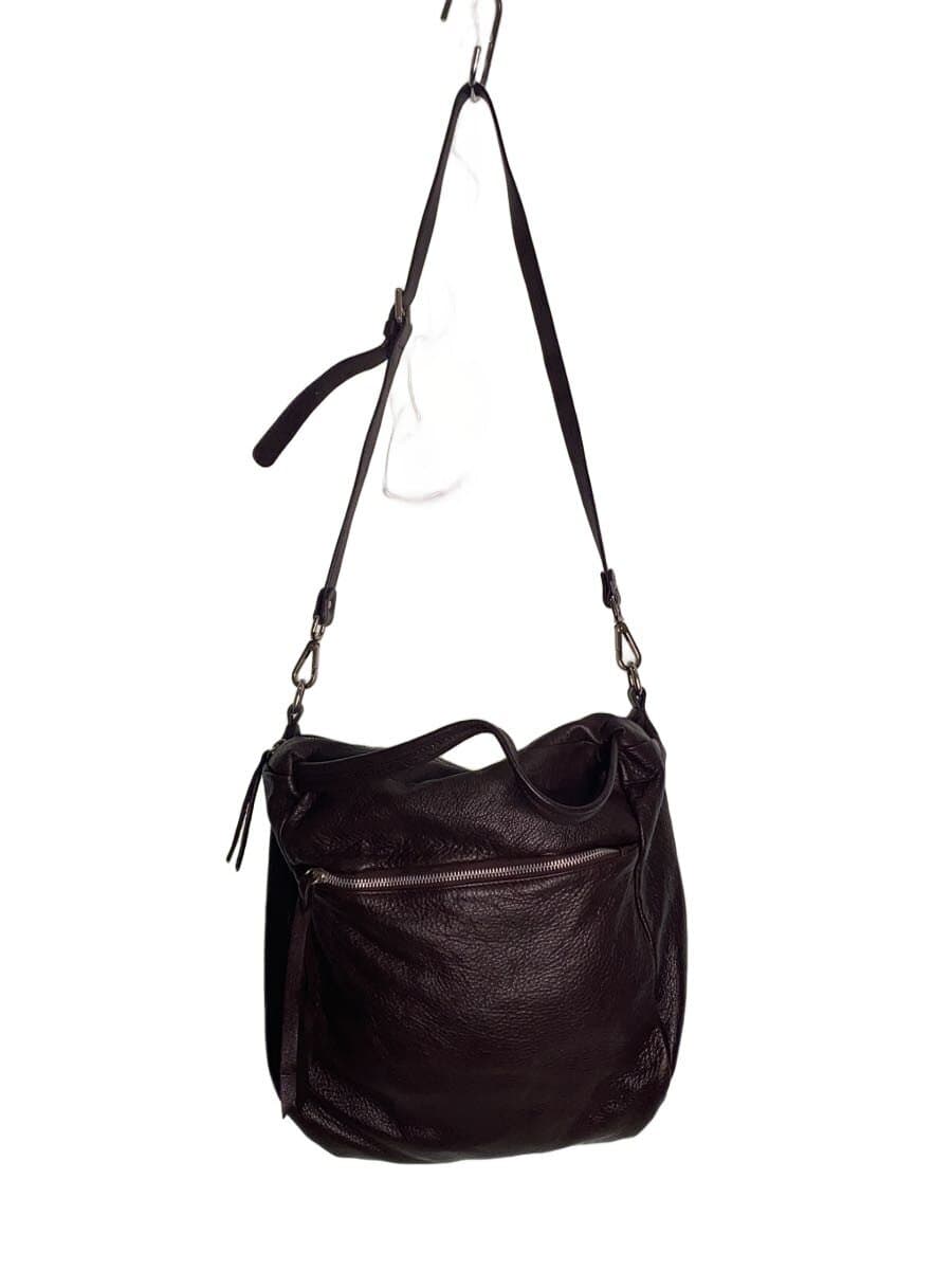GIANNI CHIARINI Shoulder Bag Leather BRW Solid 2-Way Shrunken Leather
