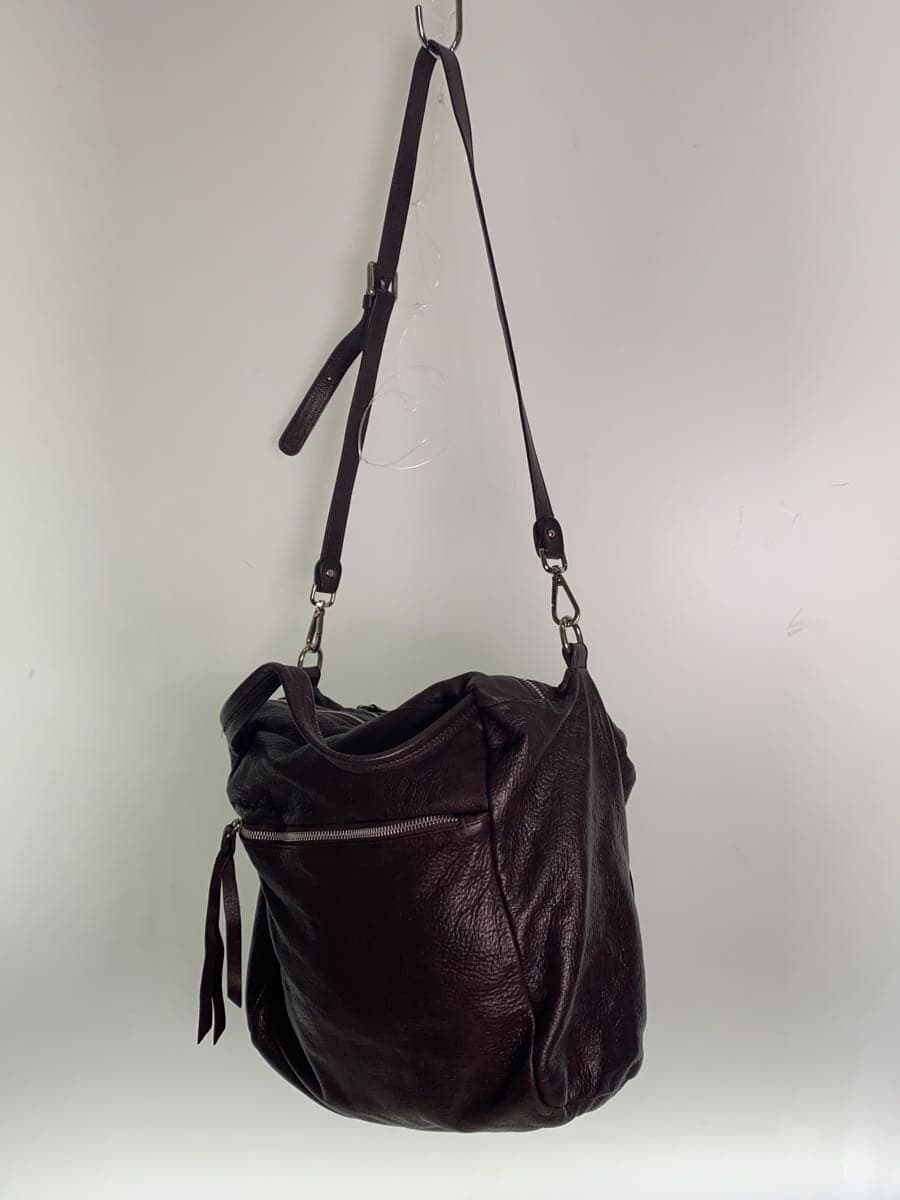 GIANNI CHIARINI Shoulder Bag Leather BRW Solid 2-Way Shrunken Leather 2