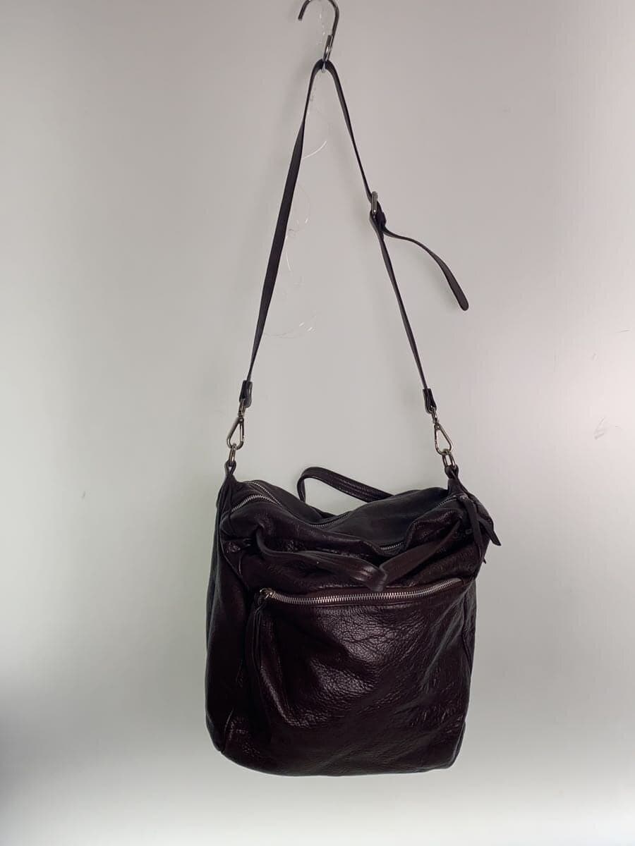 GIANNI CHIARINI Shoulder Bag Leather BRW Solid 2-Way Shrunken Leather 3