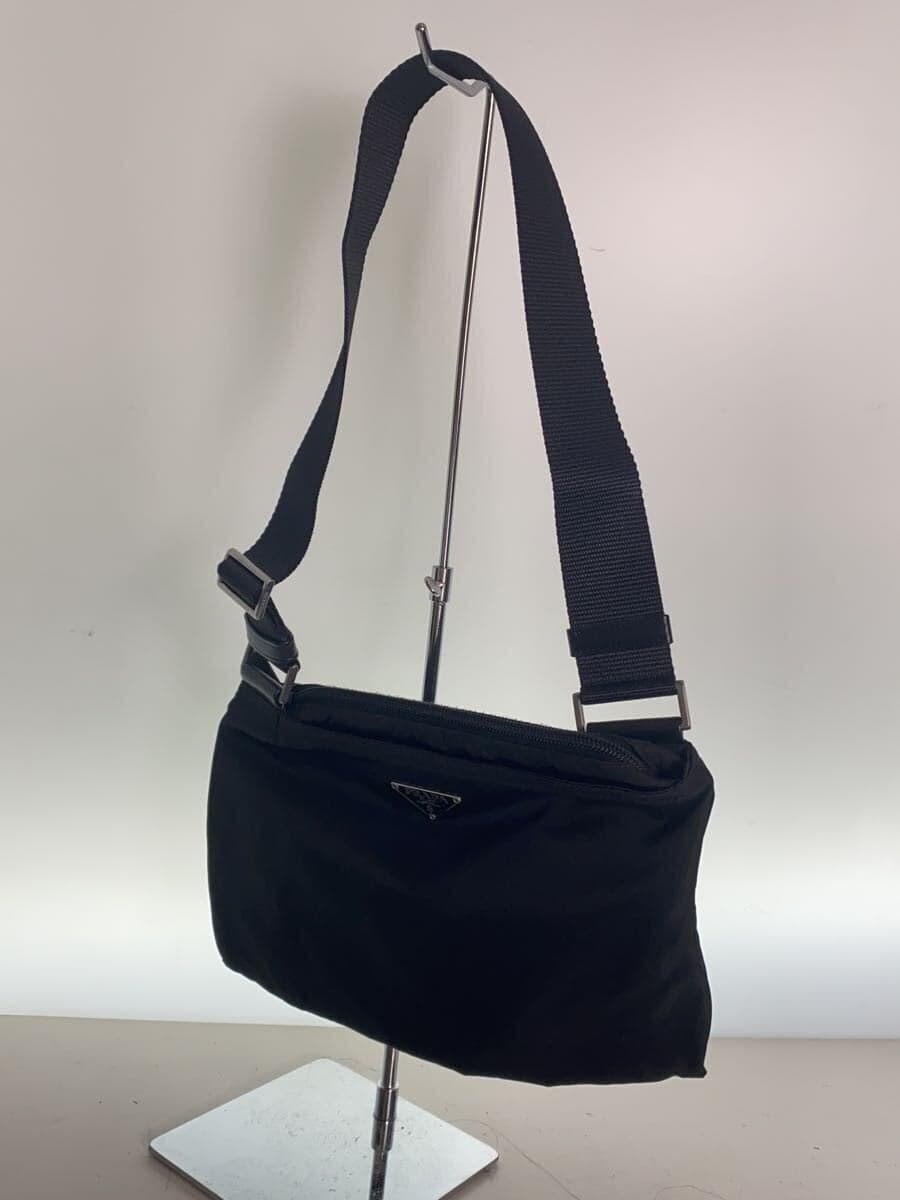 PRADA Shoulder Bag Nylon BLK Triangle Logo Plate 2