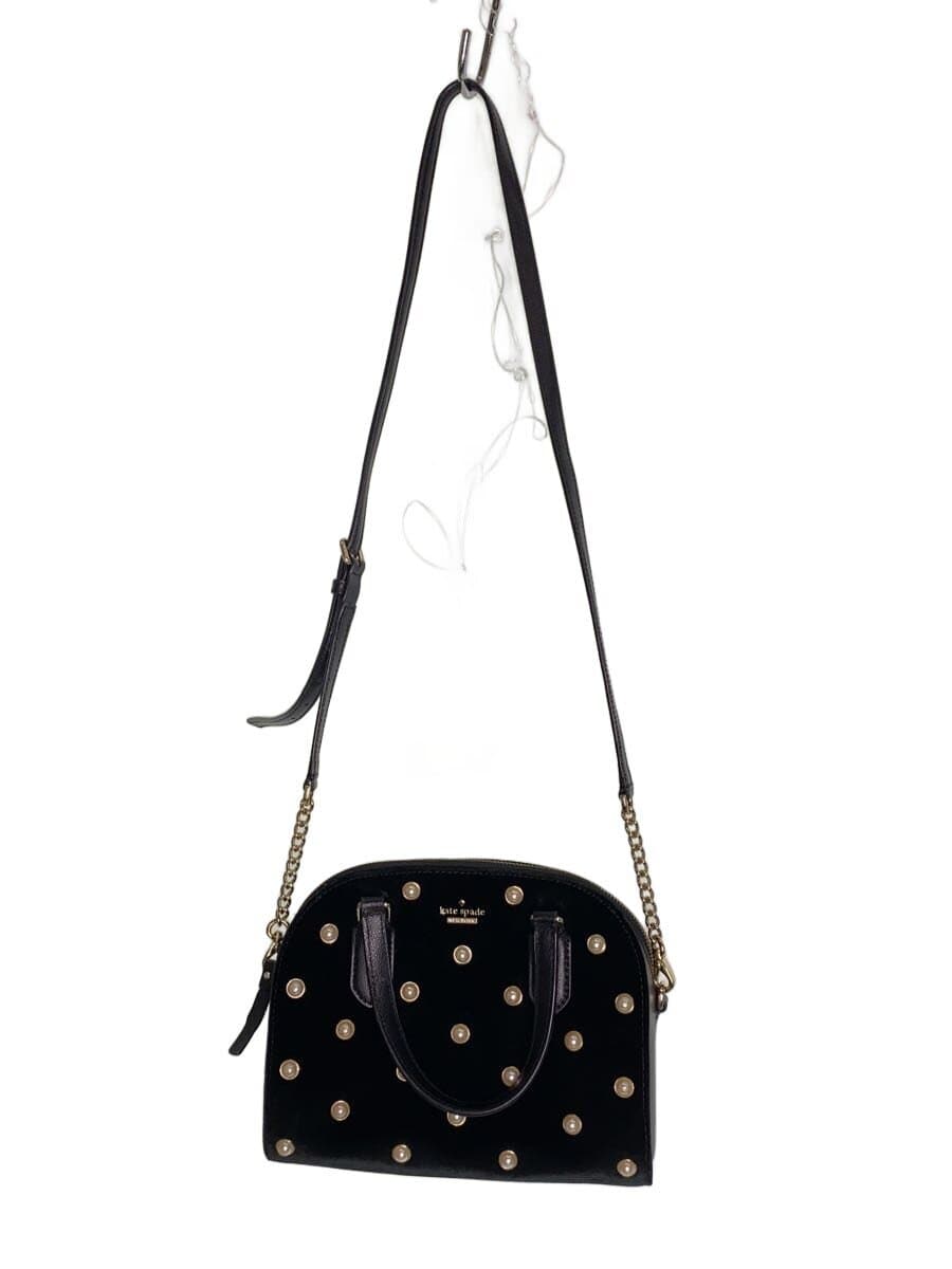 kate spade new york Handbag Velour BLK 2-Way Chain Shoulder Pearl Design
