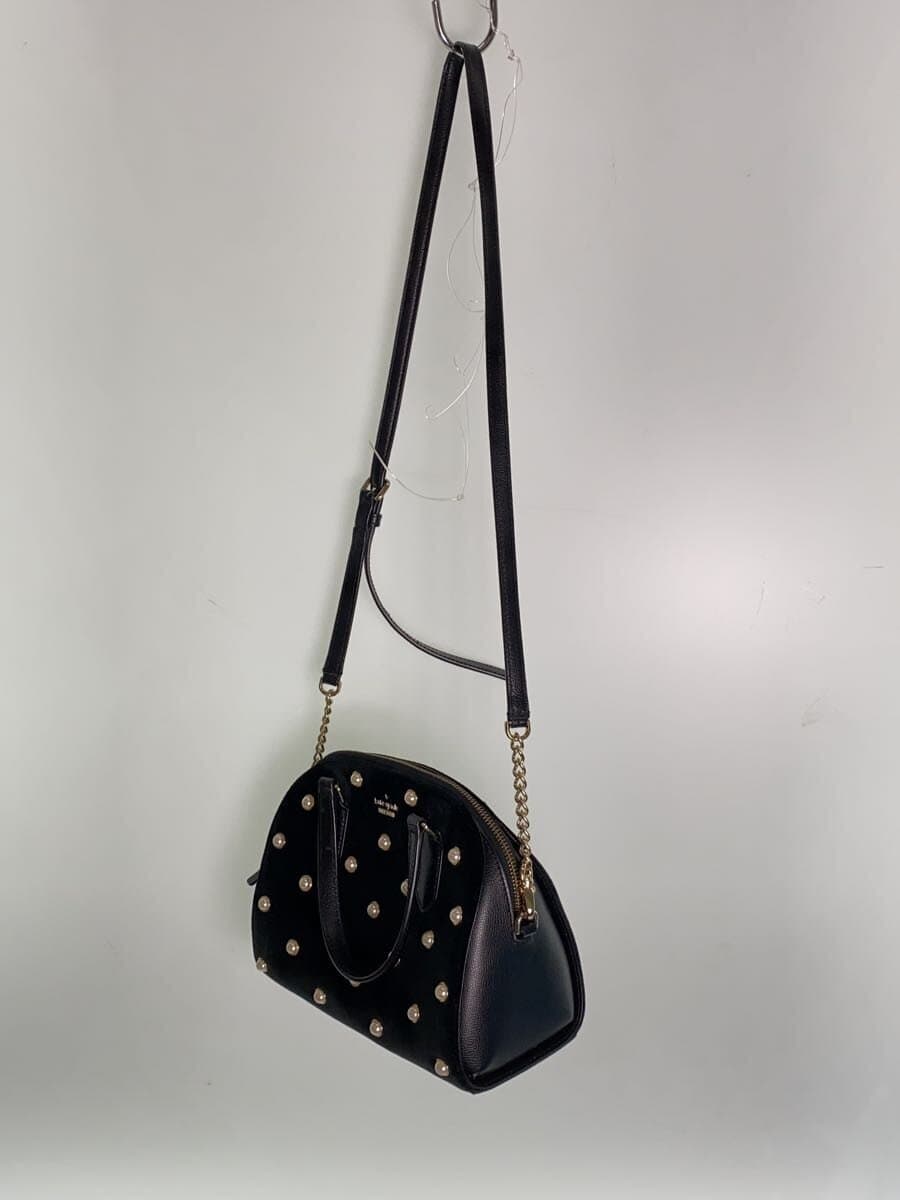 kate spade new york Handbag Velour BLK 2-Way Chain Shoulder Pearl Design 2