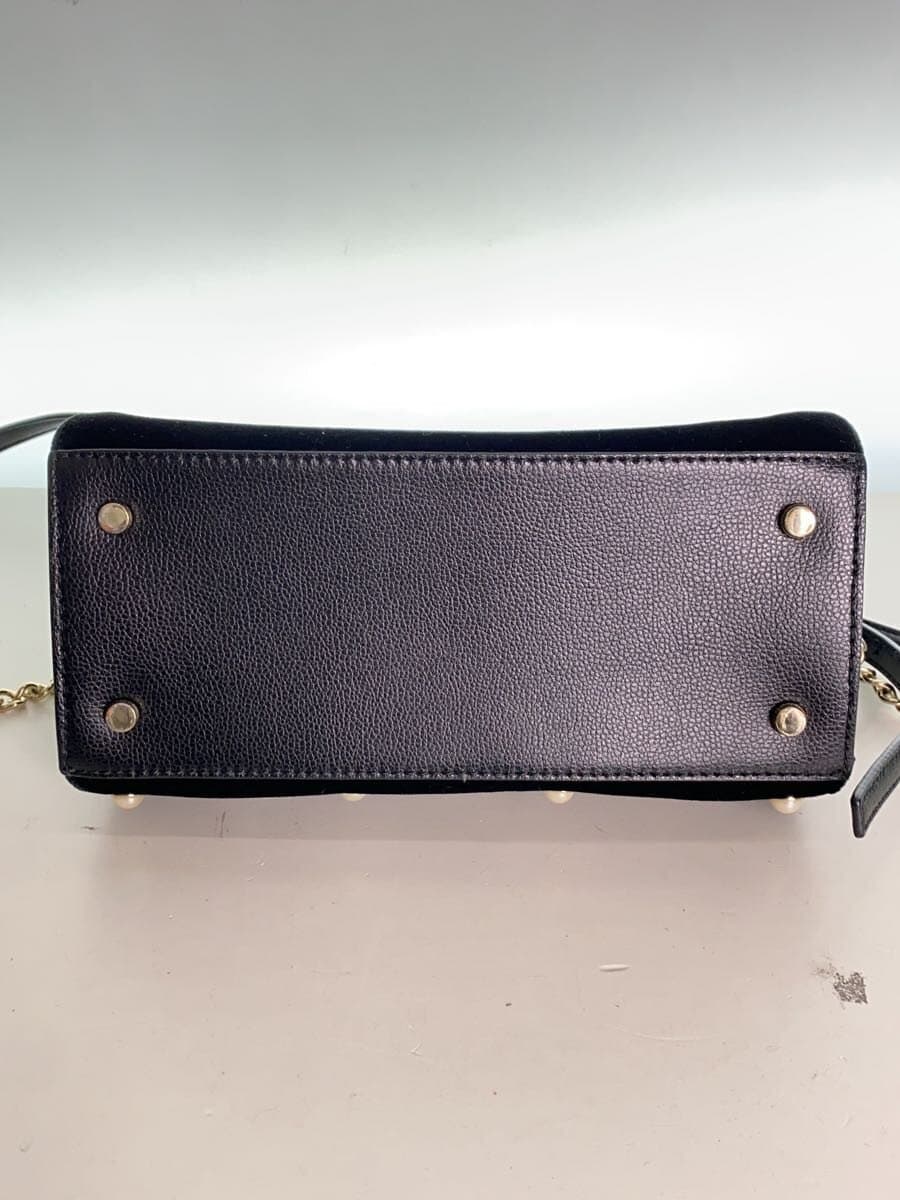 kate spade new york Handbag Velour BLK 2-Way Chain Shoulder Pearl Design 4