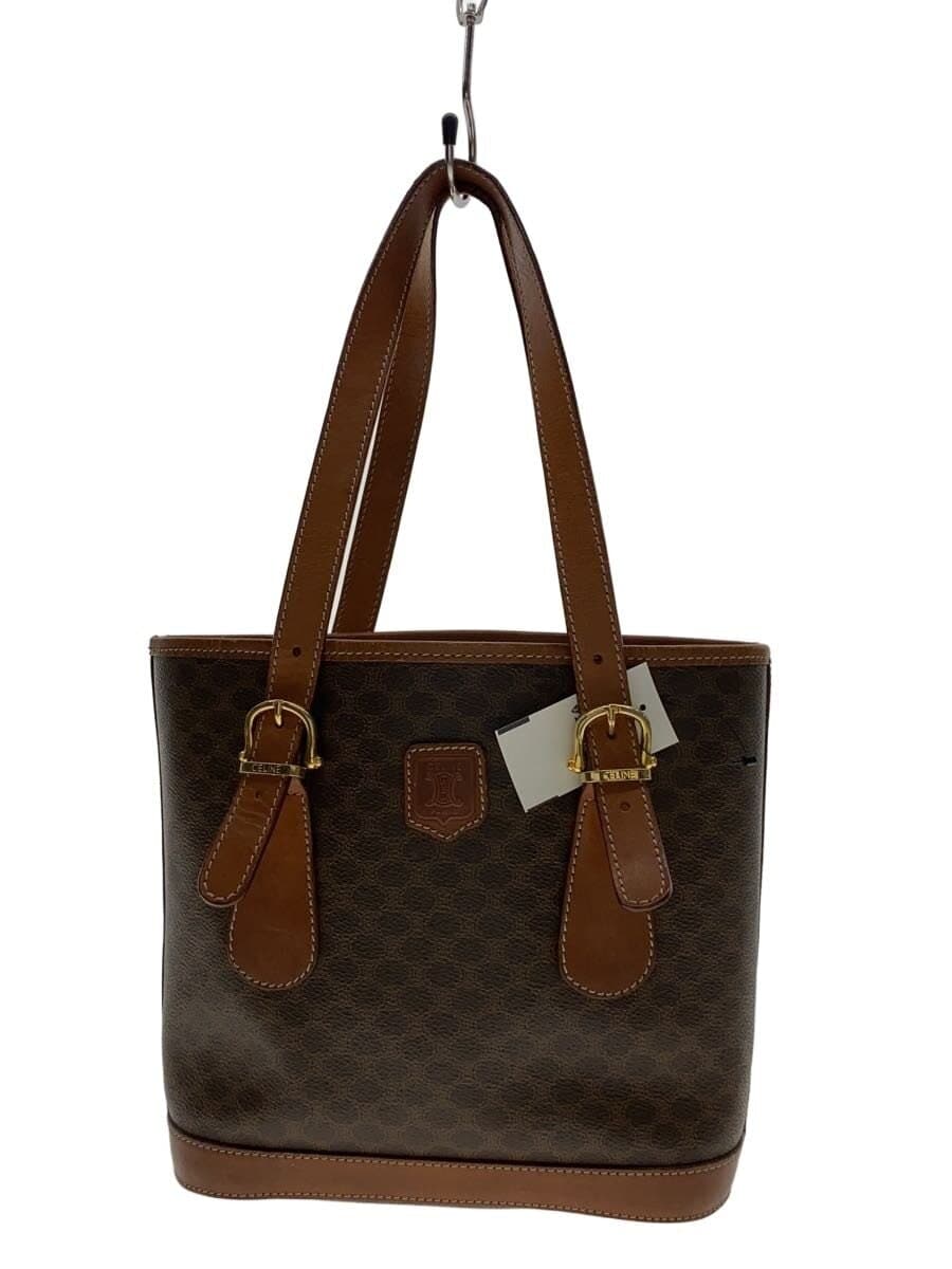 CELINE Macadam pattern Handbag Leather BRW All-over pattern