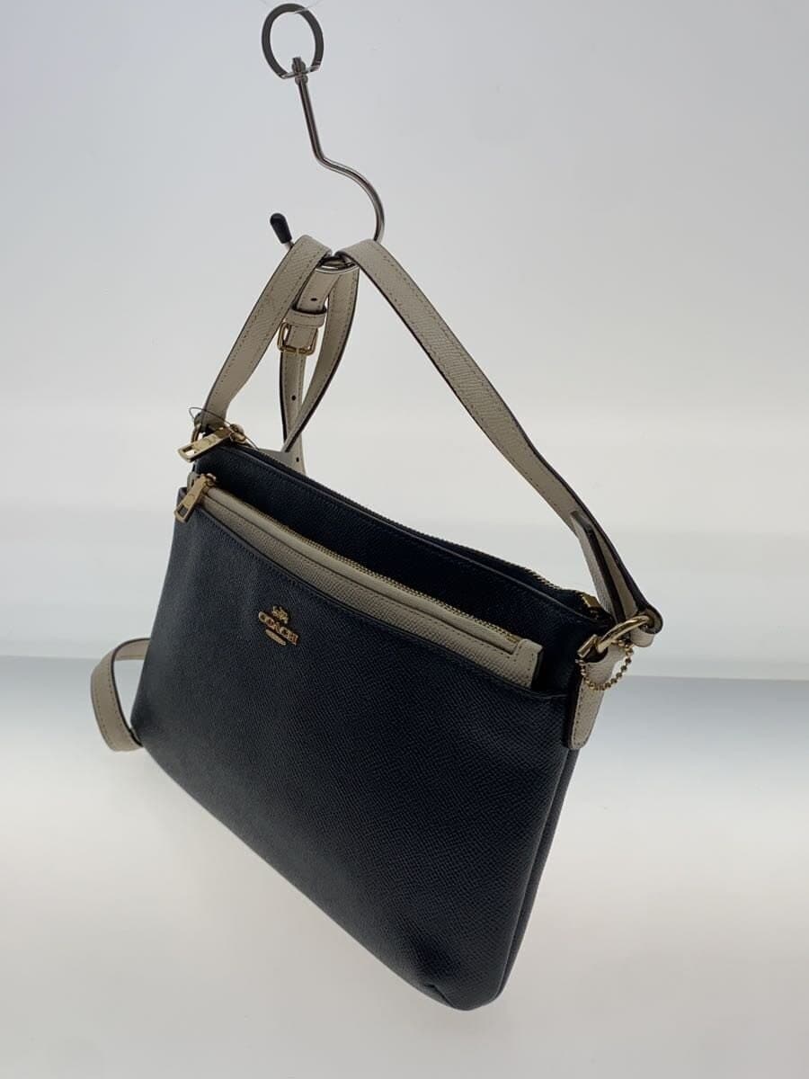 COACH shoulder bag leather NVY plain 2
