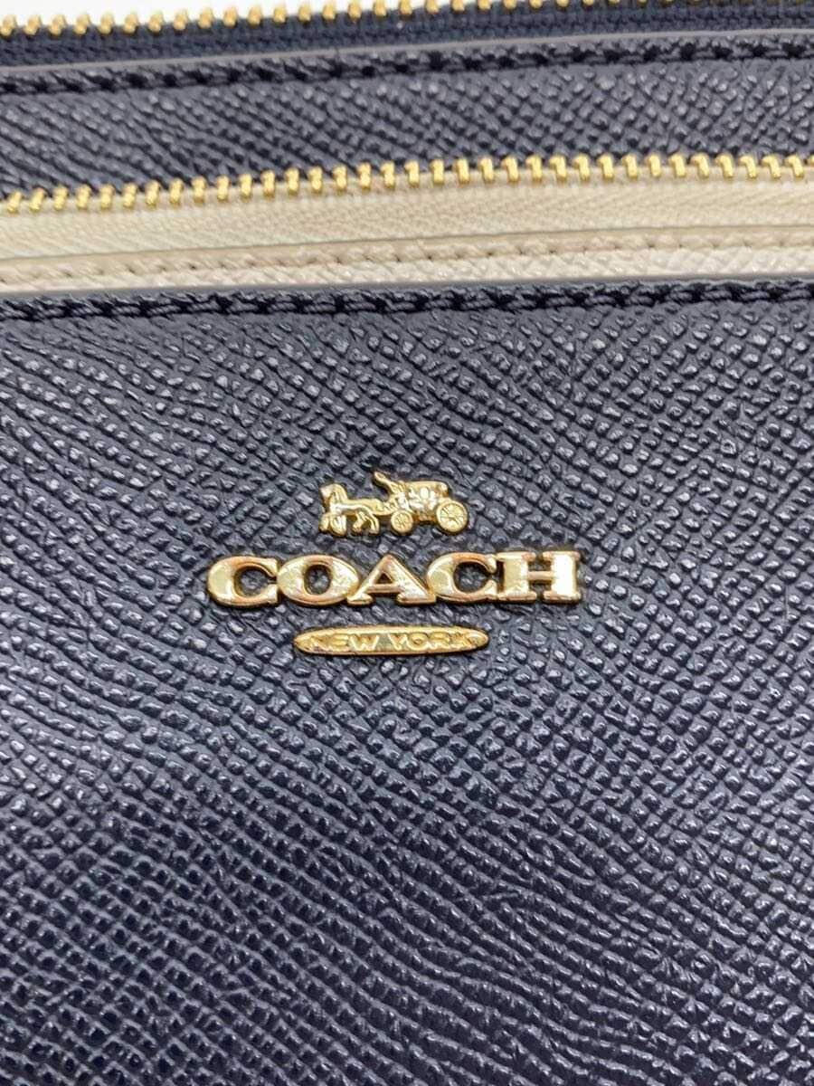COACH shoulder bag leather NVY plain 5