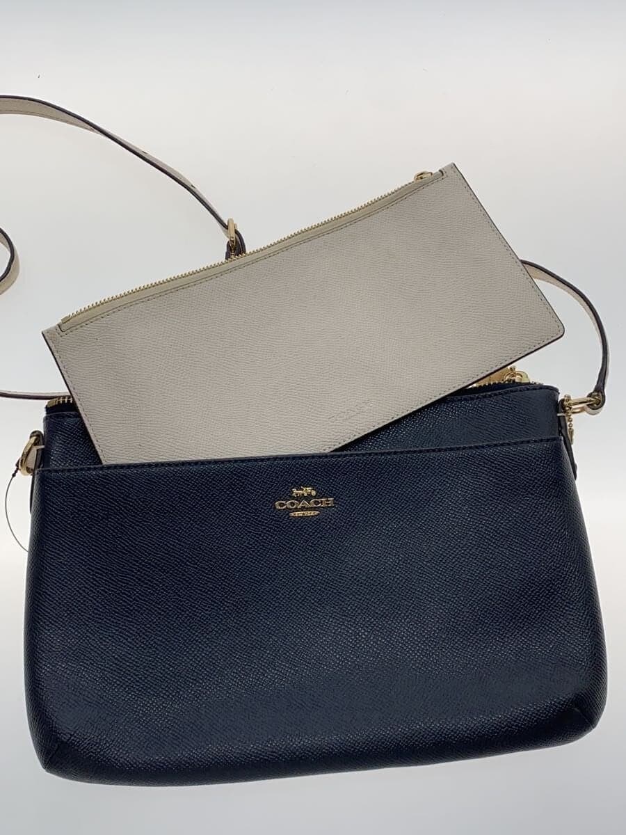 COACH shoulder bag leather NVY plain 7